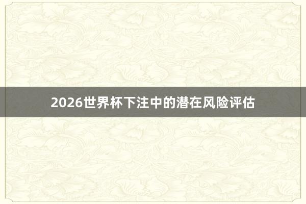 2026世界杯下注中的潜在风险评估
