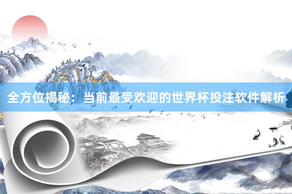 全方位揭秘：当前最受欢迎的世界杯投注软件解析